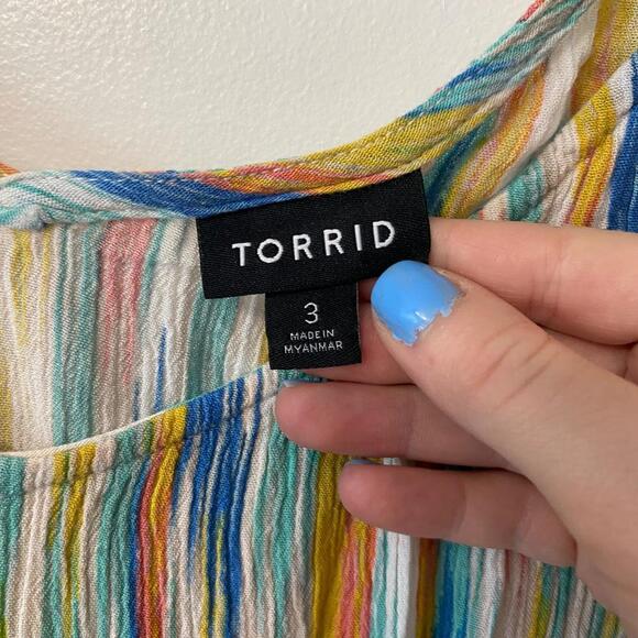 Torrid Multicolor Striped Scoop Neck Tank Top - Picture 2 of 4
